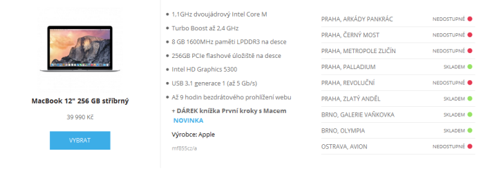 Apple Macbook cena